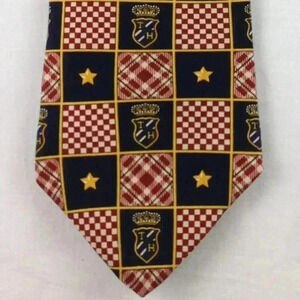 Tommy Hilfiger Red Multi-Color Silk Tie 57" x 4"